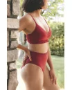 Culotte de maillot de bain à taille haute - TIBETAN RED