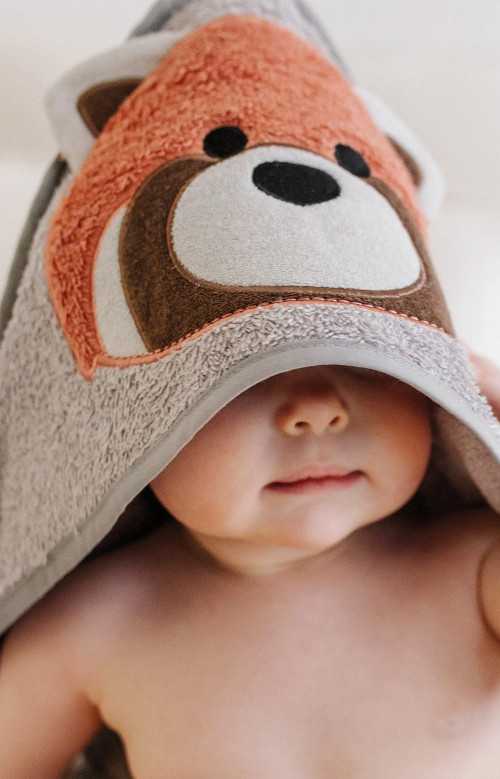 Serviette à capuche pour bébé - PANDA ROUX