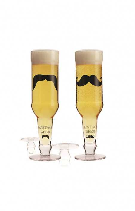 Ensemble de 2 Verres à Bière, 380 ml - MOUSTACHES