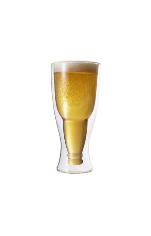 Ensemble de 2 Verres à Bière à motif de Bouteille inversée, 350 ml