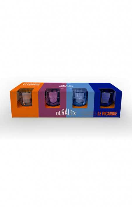 Ensemble de 4 gobelets en Verre de Couleurs Mélangées 250 ml - PICARDIE