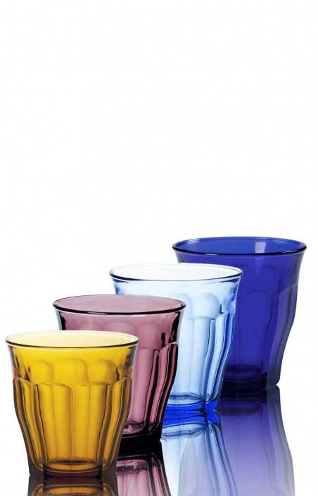 Ensemble de 4 gobelets en Verre de Couleurs Mélangées 250 ml - PICARDIE