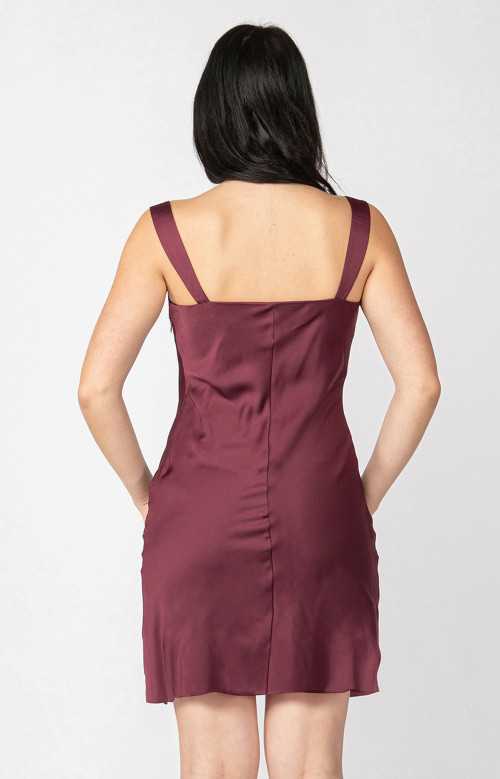 Robe courte à col drapé - BURGUNDY