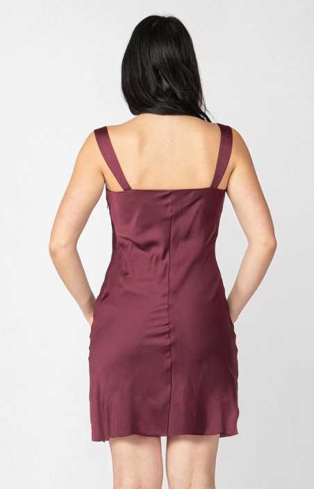 Robe courte à col drapé - BURGUNDY